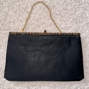 Vintage black Satin Bag by La France